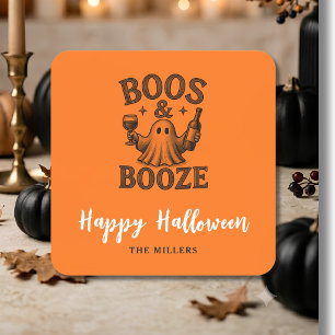 Pegatina Cuadrada Boos & Booze Vintage Ghost 