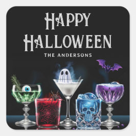 Pegatina Cuadrada Boos y Booze Fancy Cocktail Personalizado