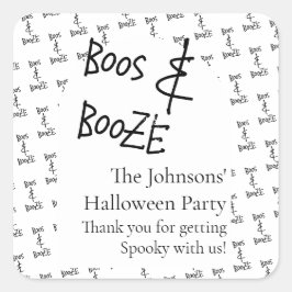 Pegatina Cuadrada Boos y Booze Halloween Minimal Gracias