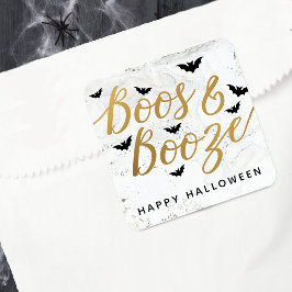 Pegatina Cuadrada Boos y Booze Halloween Party