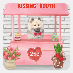 Pegatina Cuadrada Booth Kissing, El día de San Valentín de perro de 