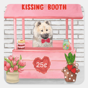 Pegatina Cuadrada Booth Kissing, El día de San Valentín de perro de