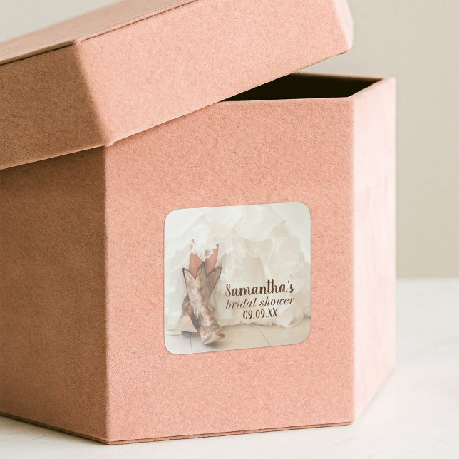 Pegatina Cuadrada Boots & Bubbly Brigada de Texas en Boots Bridal Sh (Subido por el creador)