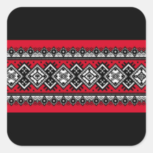 Pegatina Cuadrada Bordado rojo