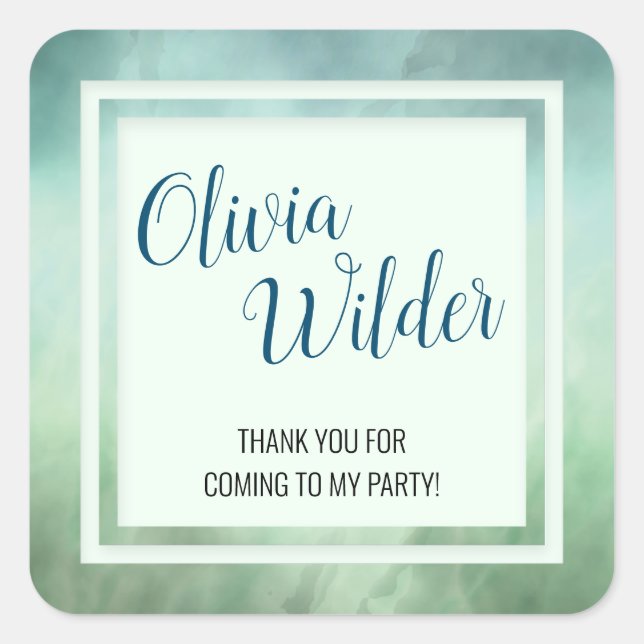 Pegatina Cuadrada Borde de mármol verde azul (Anverso)