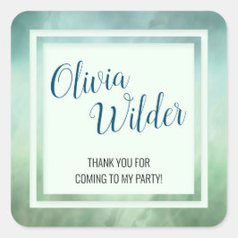 Pegatina Cuadrada Borde de mármol verde azul