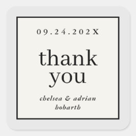 Pegatina Cuadrada Borde Neutral Simple Wedding Favor