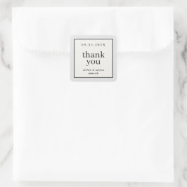 Pegatina Cuadrada Borde Neutral Simple Wedding Favor
