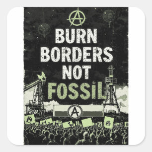 Pegatina Cuadrada Bordes quemados, no combustibles fósiles' - Enviro