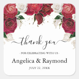 Pegatina Cuadrada Borgoña y la elegante boda blanca gracias