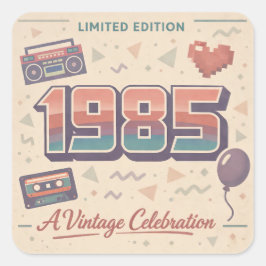 Pegatina Cuadrada Born in 1985 Retro Sticker | Vintage 80s Nostalgia
