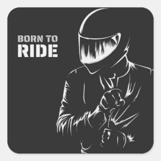 Pegatina Cuadrada BORN TO RIDE" Motorcycle Biker Helme