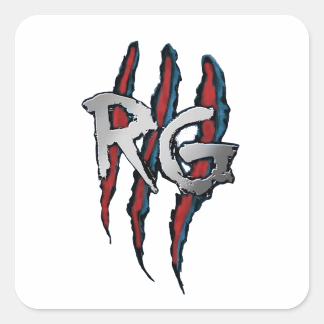Pegatina Cuadrada Borrar logotipo RG (Anverso)