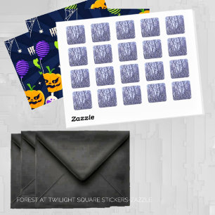 Pegatina Cuadrada Bosque en Crepúsculo
