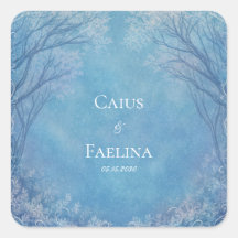 Bosque Invernal de Boda con Filigrana Azul Helado