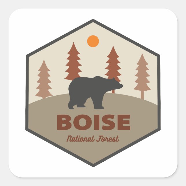 Pegatina Cuadrada Bosque nacional Boise Idaho Bear (Anverso)