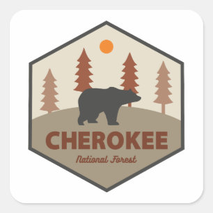 Pegatina Cuadrada Bosque nacional Cherokee Tennessee Bear