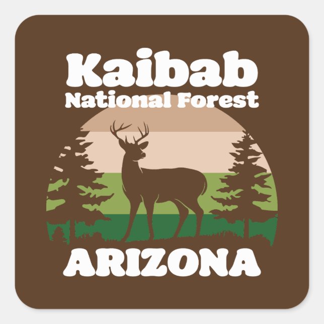 Pegatina Cuadrada Bosque Nacional de Kaibab, Arizona (Anverso)
