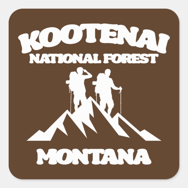Pegatina Cuadrada Bosque Nacional de Kootenai, Montana (Anverso)