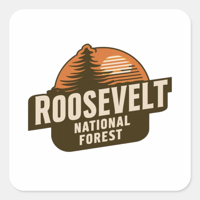 Pegatina Cuadrada Bosque nacional de Retro Roosevelt (Anverso)