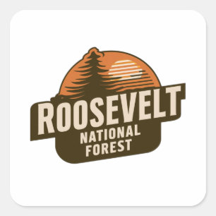 Pegatina Cuadrada Bosque nacional de Retro Roosevelt