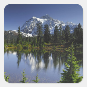 Pegatina Cuadrada Bosque Nacional Mount Baker-Snoqualmie