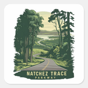 Pegatina Cuadrada Bosque Natchez Trace Parkway Mississippi