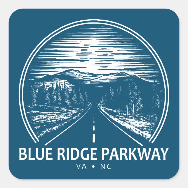 Pegatina Cuadrada Bosque Parkway de Blue Ridge (Anverso)