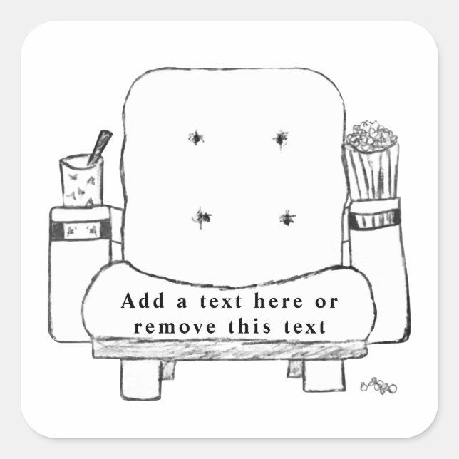 Pegatina Cuadrada Bosquejo de Asientos de Cine (Anverso)