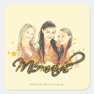 Pegatina Cuadrada Bosquejo de la sirena