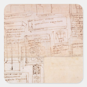 Pegatina Cuadrada Bosquejo de los bloques del mármol para las