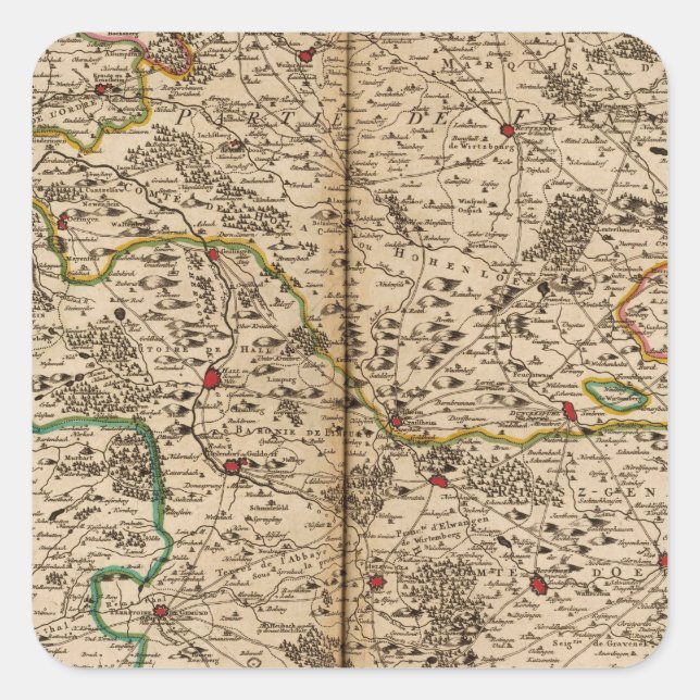 Pegatina Cuadrada Bosques de Alemania (Anverso)