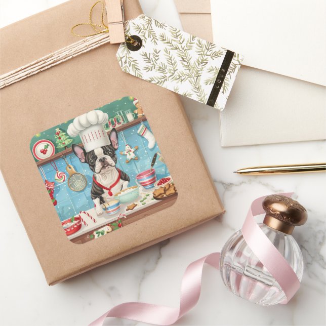 Pegatina Cuadrada Bostóbal feriado en vacaciones: Navidades festivos (Regalar)