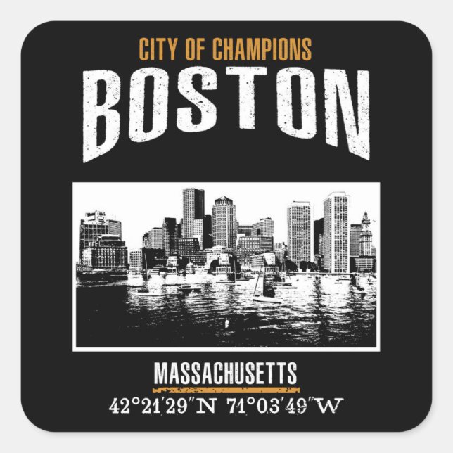 Pegatina Cuadrada Boston (Anverso)