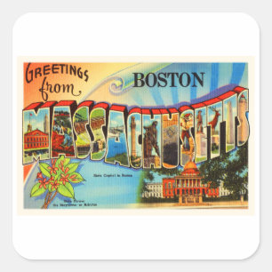 Pegatina Cuadrada Boston #2 Massachusetts MAMÁES recuerdo de viajes