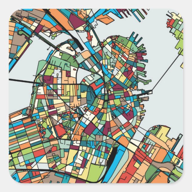 Pegatina Cuadrada Boston City USA (Anverso)