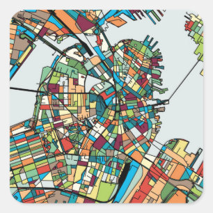 Pegatina Cuadrada Boston City USA