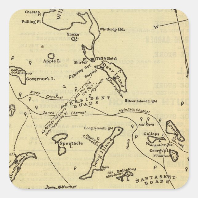 Pegatina Cuadrada Boston Harbour 2 (Anverso)