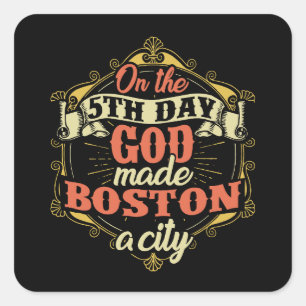 Pegatina Cuadrada Boston Massachusetts