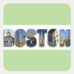 Pegatina Cuadrada Boston Massachusetts Travel Photo