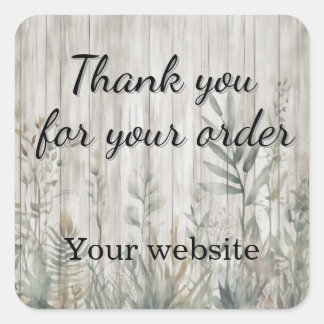 Pegatina Cuadrada Botanical Foliage Farmhouse Barn Wood look