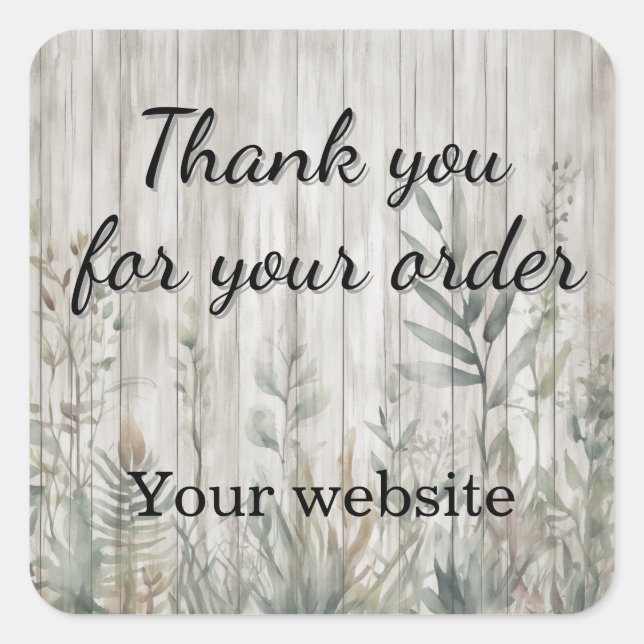 Pegatina Cuadrada Botanical Foliage Farmhouse Barn Wood look (Anverso)