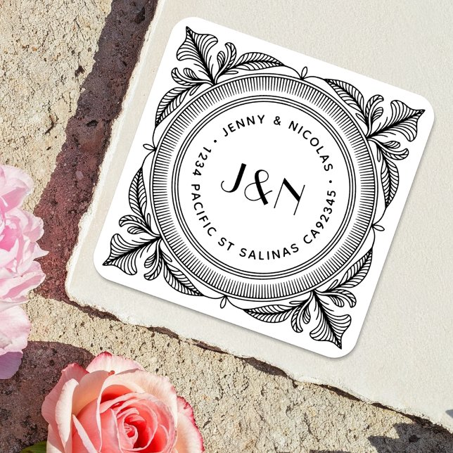 Pegatina Cuadrada Botanical Return Address Labels - Custom (Subido por el creador)