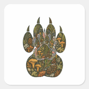 Pegatina Cuadrada Botanical Wolf Paw Pine Forest Nature Square Stick