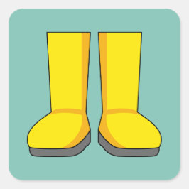 Pegatina Cuadrada Botas de lluvia amarillas de goma