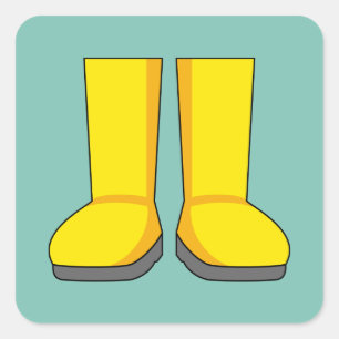 Pegatina Cuadrada Botas de lluvia amarillas de goma