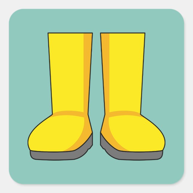 Pegatina Cuadrada Botas de lluvia amarillas de goma (Anverso)