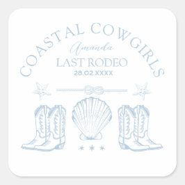 Pegatina Cuadrada Botas de Vaquera Costera Fiesta de Despedida de So
