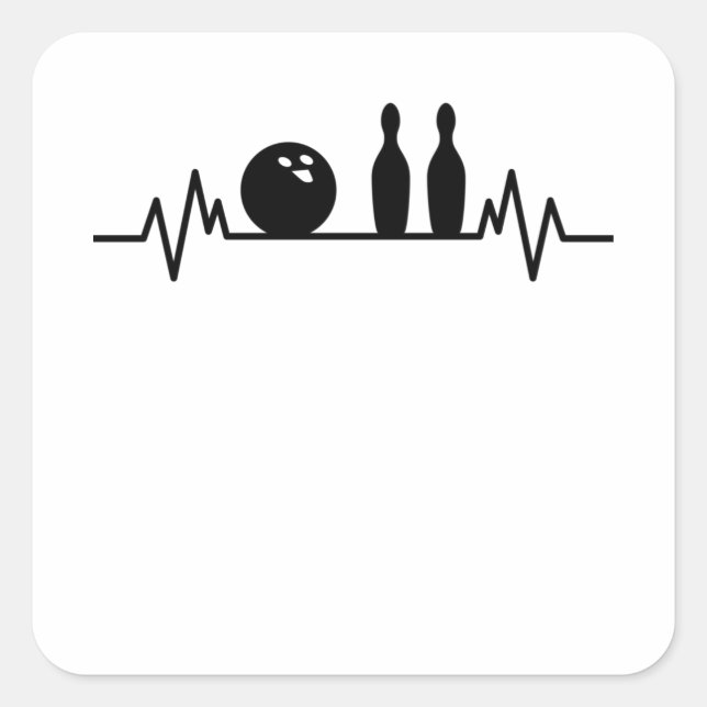 Pegatina Cuadrada Bote Heartbeat Bowler Bolling Jugador de Bowling (Anverso)