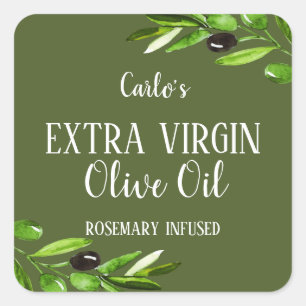 Pegatina Cuadrada Botella de aceite de oliva virgen extra